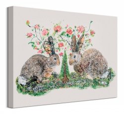 Rabbits And Roses - obraz na płótnie