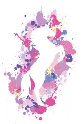 Splatter Silhouette Unicorn - plakat
