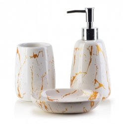 Komplet łazienkowy ceramiczny - Odette Biały - 360ml