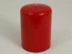 Świeca ozdobna - Czerwień walec - 7x10cm