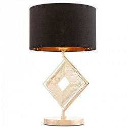 Lampa stołowa Glamour - Lampka nocna Czarno Złota - Benardi