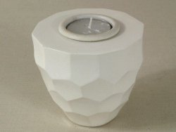 Świecznik - Biały - Drewniany - 10x9cm