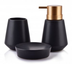 Komplet łazienkowy ceramiczny - Eda Black - 3 elem.