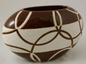 Wazon ceramiczny - Biel z brązem - 30x15x18cm
