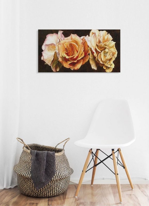 Obraz na ścianę - Kwiaty - Rose Trio - 50x100 cm