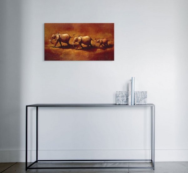 Obraz na ścianę - Słonie - Three African Elephants - 50x100 cm