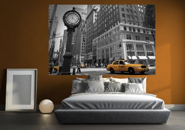 Fototapeta do sypialni - Zegar na Avenue, New York BW - 175x115 cm