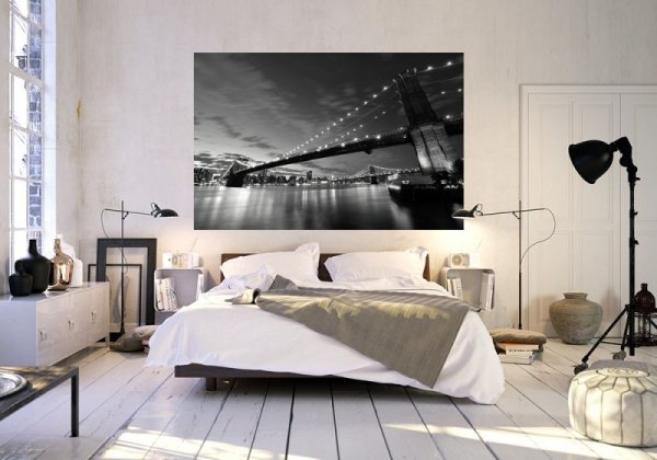 Fototapeta na ścianę - Most Brooklyn Bridge nocą BW - 175x115cm