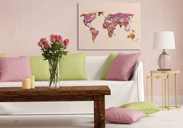 Obraz do salonu - Our Wonderful World (Mapa) - 80x60 cm