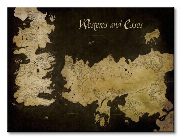 Game of Thrones (Westeros and Essos Antique Map) - Obraz na płótnie