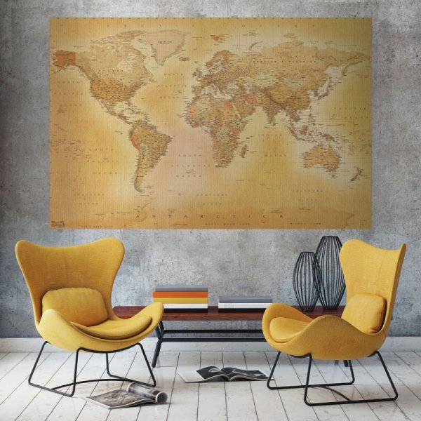 Fototapeta Mapa świata - Styl Vintage - 232x158 cm