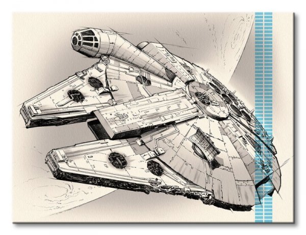 Star Wars Episode VII (Millennium Falcon Pencil Art) - obraz na płótnie