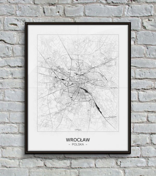 Wrocław - Czarno-biała mapa