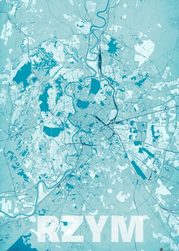 Plakat na ścianę - Rzym - Błękitna mapa - 50x70 cm