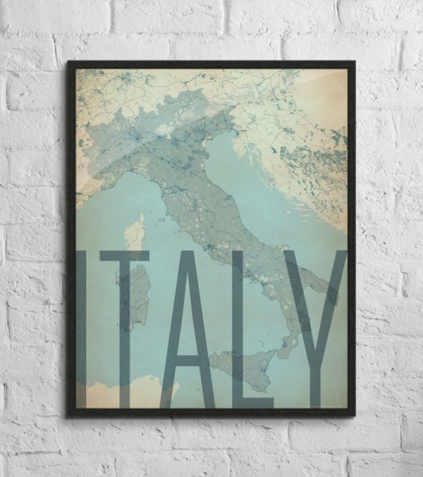Italy, vintage - mapa