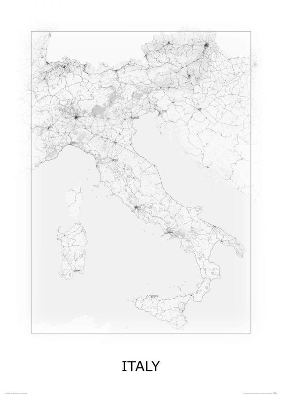 Italy, black&amp;white - mapa