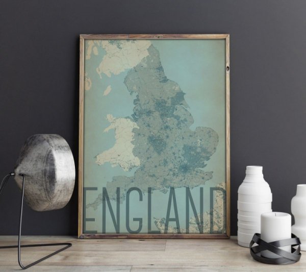 England, vintage - mapa