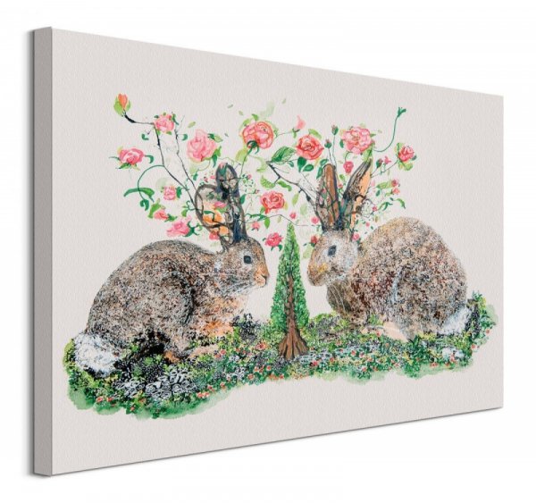 Rabbits And Roses - obraz na płótnie