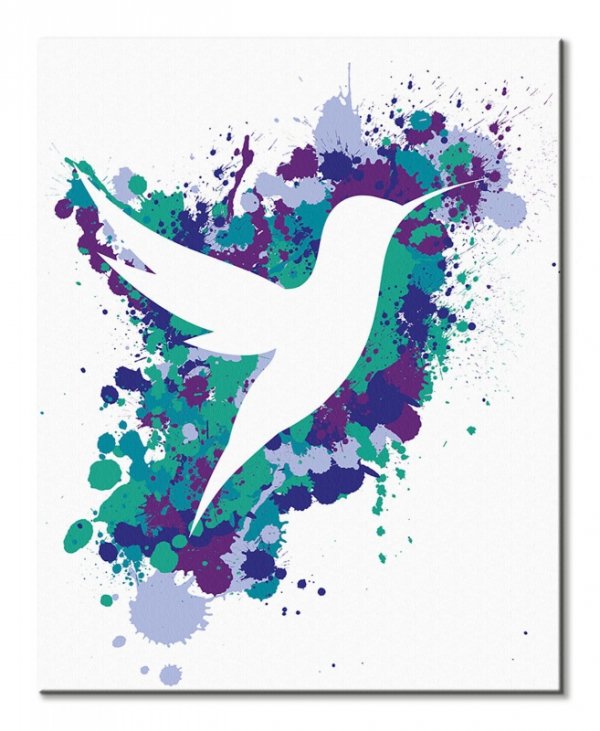 Splatter Silhouette Hummingbird - obraz na płótnie