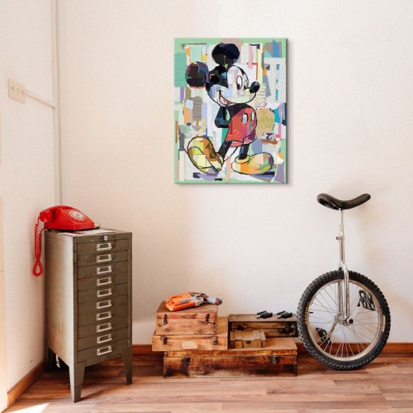 Mickey Mouse Office Decoupage - obraz na płótnie