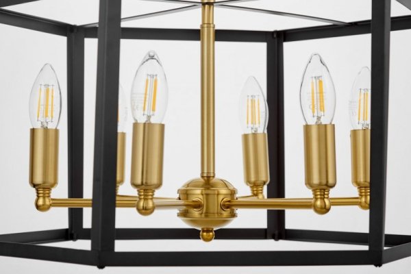 Lampa wisząca - Czarno mosiężna Loft Lorton W6