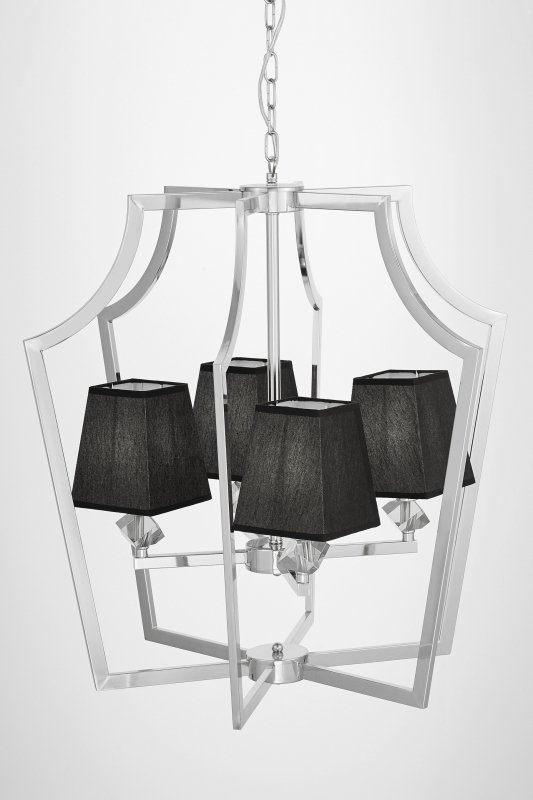 Lampa wisząca - Nowoczesna - Chromowana z czarnymi abażurami - Montero - Dekoracje domu - DecoArt24