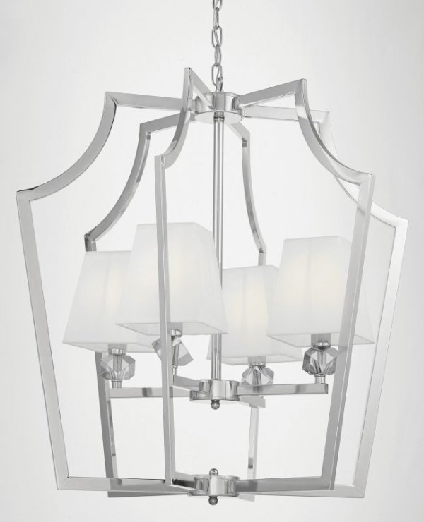 Lampa wisząca - Nowoczesna - Chromowana z białymi abażurami - Montero - Dekoracje do domu - DecoArt24.pl
