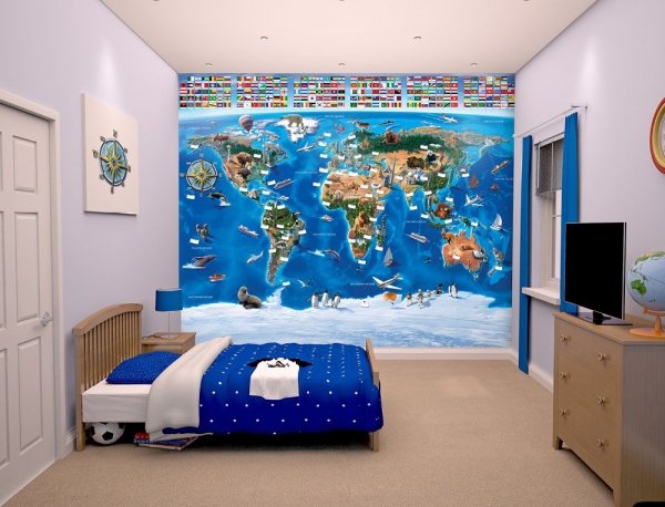 Fototapeta dla dzieci - Mapa świata - 3D - Walltastic 