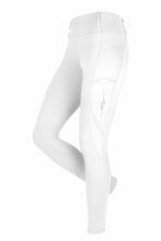 FAIR PLAY DEA COMPETITION Legginsy jeździeckie z wysokim stanem i pełnym lejem silikonowym DZIECIĘCE BIAŁE