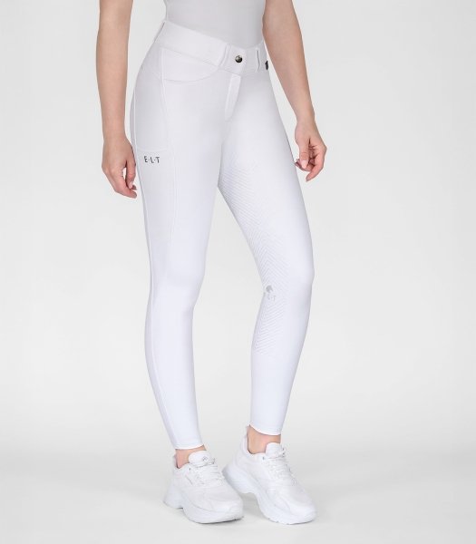 ELT COMFORT RIDE Bryczesy jeździeckie damskie z silikonowym lejem i wysokim stanem BIAŁE
