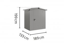 Metalowy domek narzędziowy EcoStar Euroline ESD 1 (166x118 cm) - dach dwuspadowy, kolor szary aluminium RAL 9007