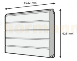 Segment bramy SPU, przetłoczenie S, Stucco, ocieplany 42 mm, kolor RAL 9002, wysokość 625 mm, szerokość 5032 mm