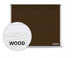 Brama RenoMatic 2500 x 2125 mm, Przetłoczenia M, Woodgrain, kolor RAL 8028 brązowy + prowadzenie Z