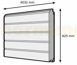 Segment bramy SPU, przetłoczenie S, Stucco, ocieplany 42 mm, kolor RAL 9002, wysokość 625 mm, szerokość 4032 mm