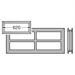 Rama okna kasetonowego M2 (620 mm, wzór nr 2), do ocieplanych segmentów bramy 42 mm
