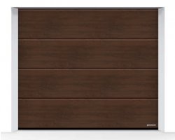 Brama LPU 42 3000 x 2500 mm, Przetłoczenia L, Decograin, Dark Oak + prowadzenie Z