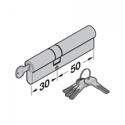 Przeciwwłamaniowa wkładka patentowa 30/50 mm, ThermoSafe, TopPrestige, TopPrestigePlus, stosowanie w połączeniu z płaską rozetą wewnętrzną, ISEO R6 standardowa