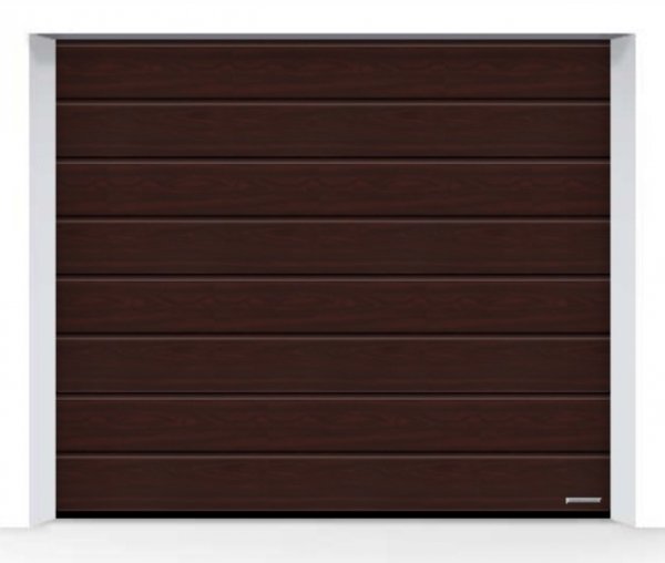 Brama LPU 42 2500 x 2500 mm, Przetłoczenia M, Decograin, Rosewood + prowadzenie Z