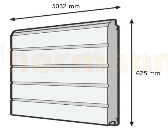 Segment bramy SPU, przetłoczenie S, Stucco, ocieplany 42 mm, kolor RAL 9002, wysokość 625 mm, szerokość 5032 mm