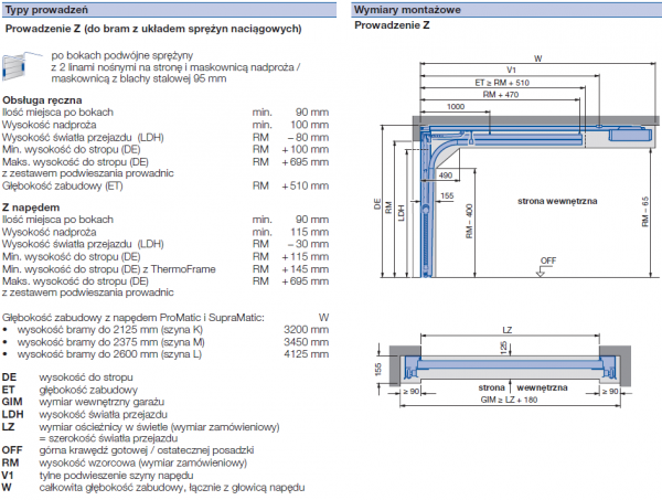 Brama LPU 42 3000 x 2250 mm, Kasetony S, Woodgrain, kolor RAL 7016 antracytowy + prowadzenie Z