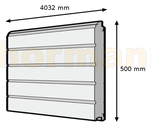 Segment bramy SPU, przetłoczenie S, Stucco, ocieplany 42 mm, kolor RAL 9002, wysokość 500 mm, szerokość 4032 mm