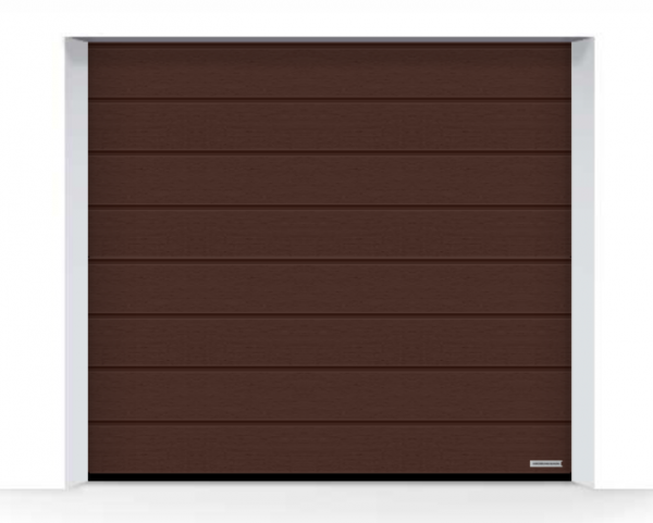 WYPRZEDAŻ: Brama LPU, 2375 x 2125, Przetłoczenia M, Woodgrain, RAL 8028