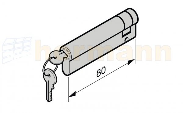 Jednostronna wkładka patentowa 70 + 10 mm otwierana kluczem o innym wzorze, dźwignia zamykająca lewa, TS 42, do SPU i APU 42 mm