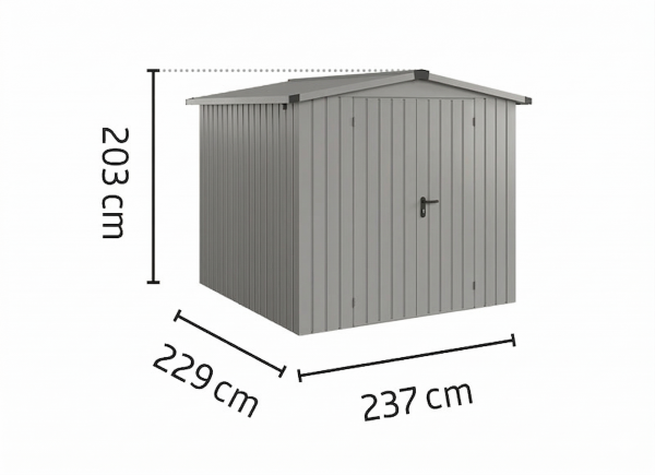 Metalowy domek narzędziowy EcoStar Euroline ESD 5 (214x214 cm) - dach dwuspadowy, drzwi 2-skrzydłowe, kolor antracyt RAL 7016