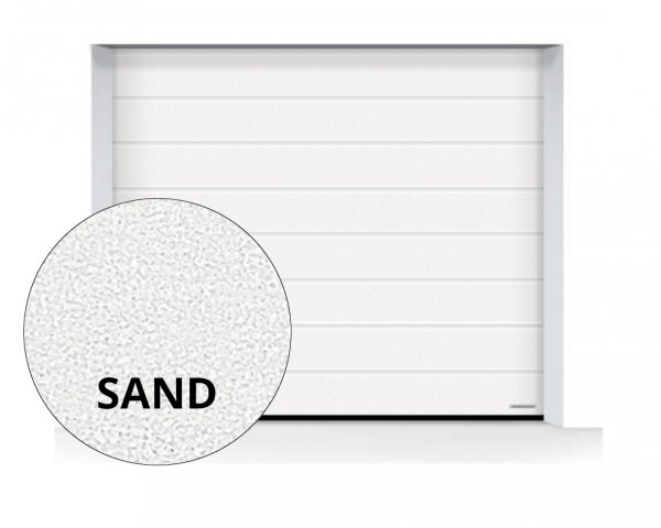 Brama LPU 42 2750 x 2250 mm, Przetłoczenia M, Sandgrain, kolor RAL 9016 biały + prowadzenie Z