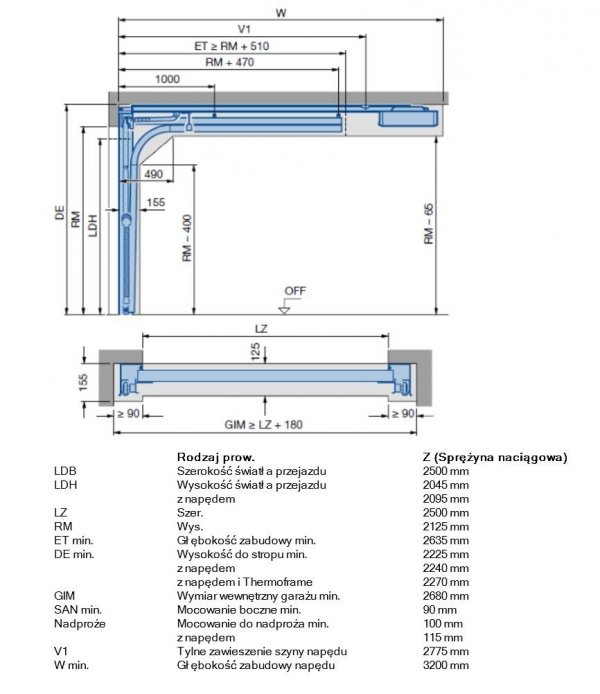 Brama RenoMatic 3000 x 2000 mm, Przetłoczenia L, Slategrain, kolor CH 703 antracytowy z efektem metalicznym + prowadzenie Z