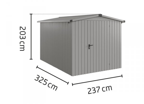 Metalowy domek narzędziowy EcoStar Euroline ESD 7 (214x310 cm) - dach dwuspadowy, drzwi 1-skrzydłowe, kolor antracyt RAL 7016