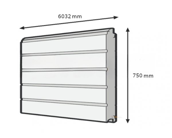 Segment bramy SPU, przetłoczenie S, Stucco, ocieplany 42 mm, kolor RAL 9002, wysokość 750 mm, szerokość 6032 mm