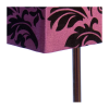 Lampa stołowa mozaika. Klosz wykonany jest z mocnego materiału w kolorze fioletowym w czarne wzory a podstawa z metalu. Rozmiar: 33 x 22 x 65cm. Oprawka: E27 (standardowa żarówka). Napięcie robocze: 230V.
