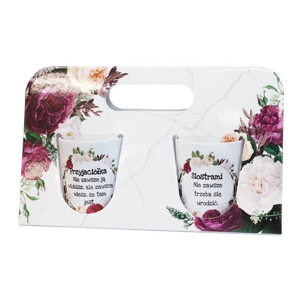Komplet dwóch kubków w ozdobnym opakowaniu "Przyjaciółka nie zawsze ją
